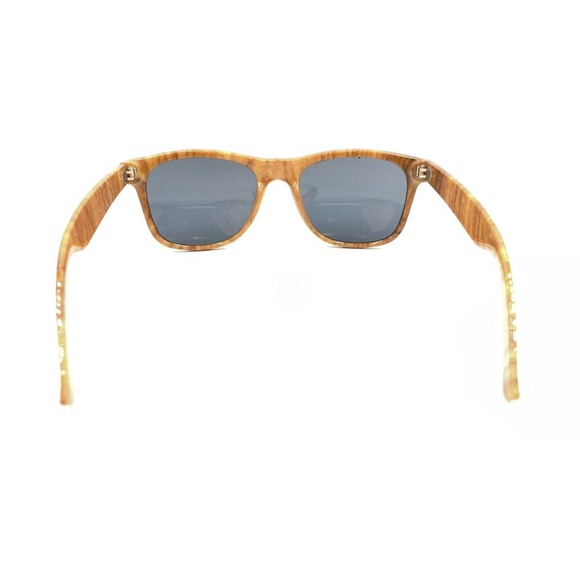Lemon Lemon Woodgrain Brown Square Sunglasses Gray Lens 140 Designer Men Women - Picture 5 of 12